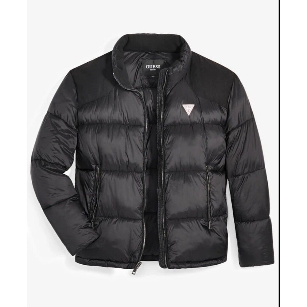GUESS Men’s Larry Fabric Block Puffer Jacket XLarge Jet Black A996 NWOT $250
